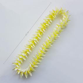 Length measurement of a handmade plumeria flower lei