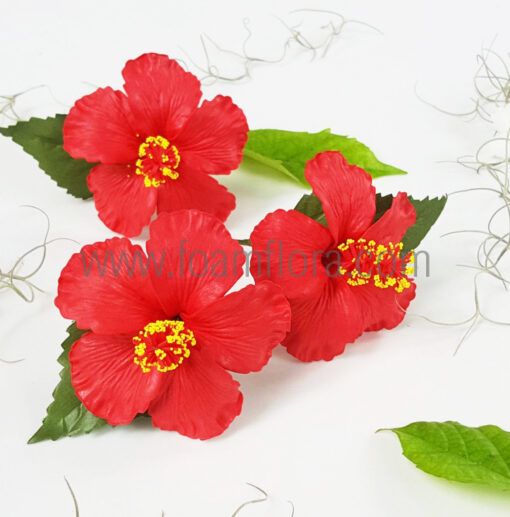 FHIB1-M-LEAF : HIBISCUS1-M WITH LEAF  (8 CM)