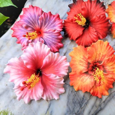 Handmade hibiscus 41MX flower hair pick, 9 cm